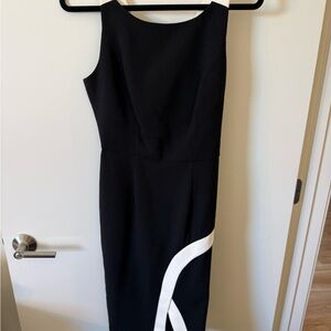 Black Halo Asymmetrical Black and White Dress